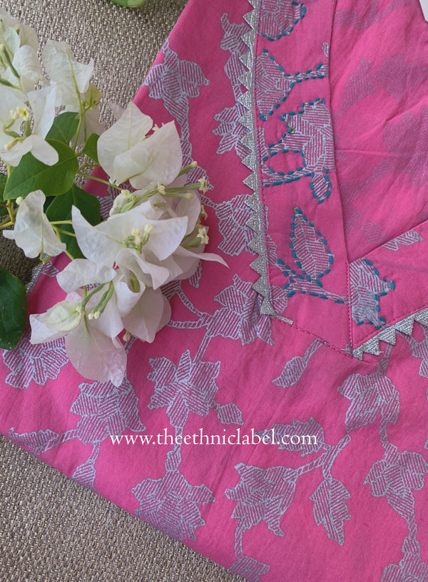 "Sudha" Laced Cotton kurta