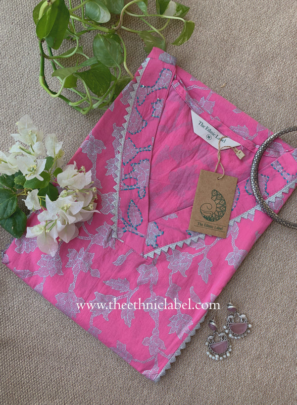 "Sudha" Laced Cotton kurta