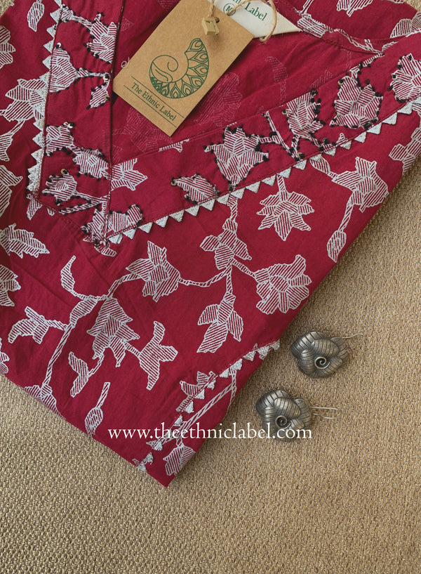 "Shivika" Laced Cotton kurta