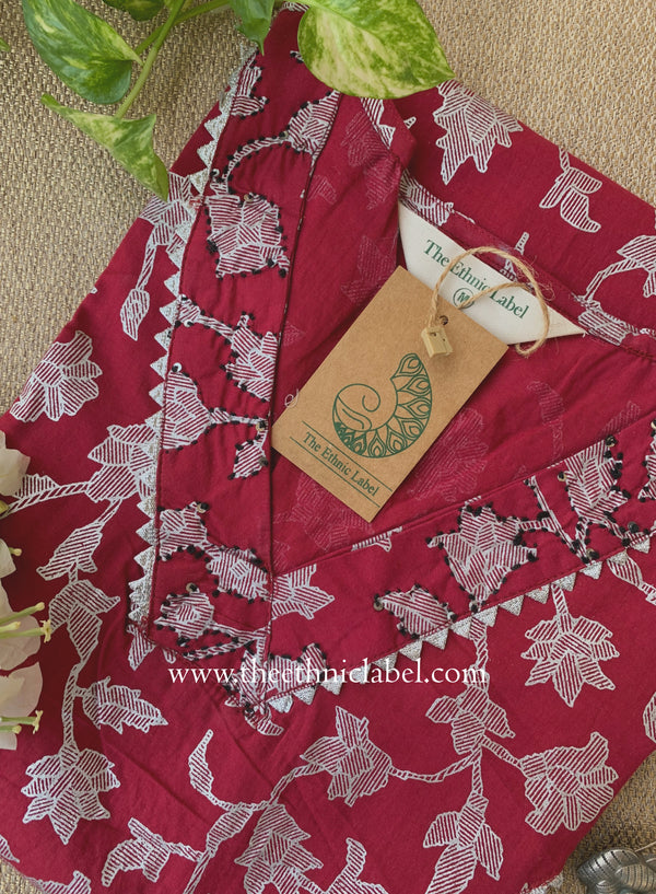 "Shivika" Laced Cotton kurta