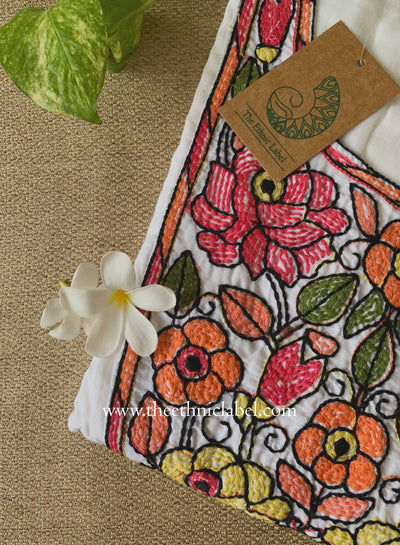 "Nirupa" Embroidered White Cotton kurta