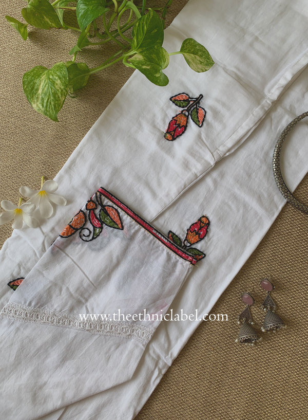"Nirupa" Embroidered White Cotton kurta