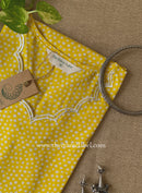 "Saransh" Scalloped Printed Yellow Cotton kurta