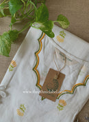 "Neerja" Scalloped Printed White Cotton kurta