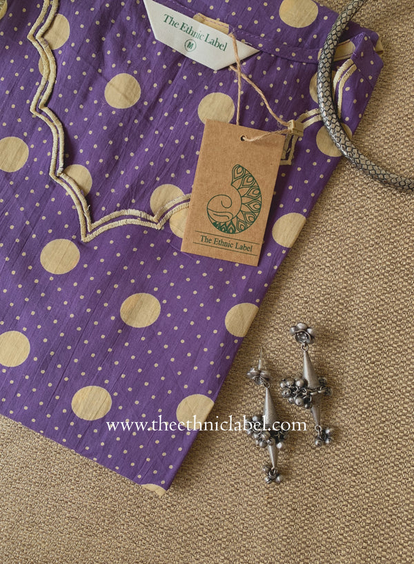 "Mitra" Scalloped Printed Purple Cotton kurta