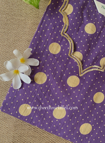 "Mitra" Scalloped Printed Purple Cotton kurta