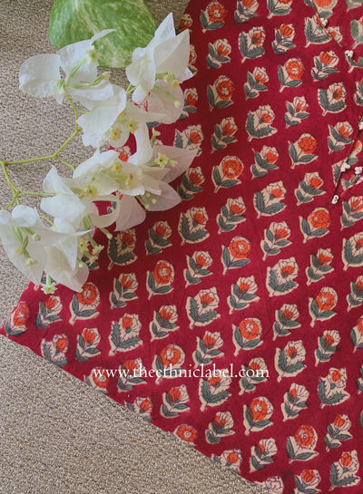 "Anvika" Hand Work Red Cotton Kurta