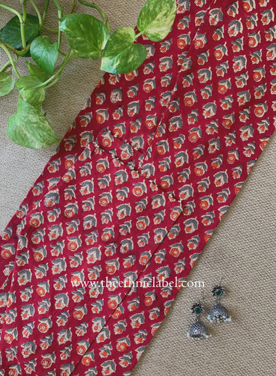 "Anvika" Hand Work Red Cotton Kurta