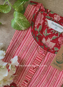 "Charu" Hand Block Printed Red Cotton Kurta