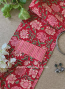"Charu" Hand Block Printed Red Cotton Kurta
