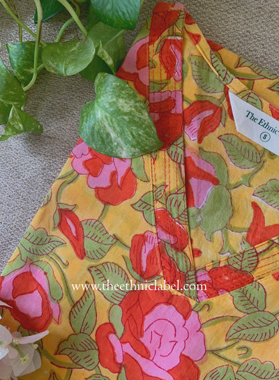 "Nirali" Printed Yellow Cotton Kurta