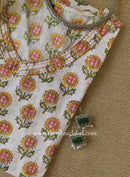 "Rajni" Hand Block Printed White Cotton Kurta