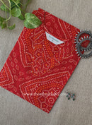 "Sharvari" Bandhani Printed Red Cotton kurta