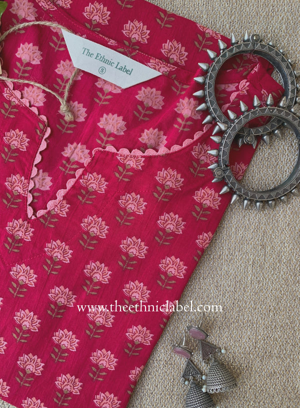"Maira" Raani Laced Cotton kurta