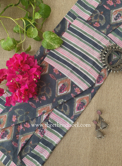 "Badal" Hand Block Printed Grey Cotton kurta