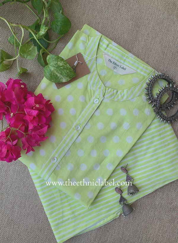 Elara Green Polka Cotton Co-ord Set(2pc)