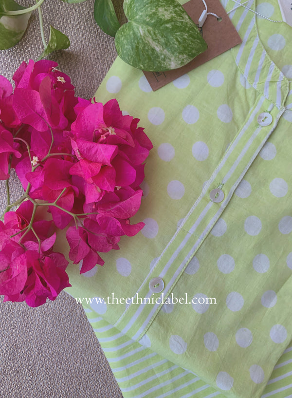 Elara Green Polka Cotton Co-ord Set(2pc)