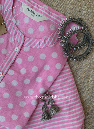 Elara Pink Polka Cotton Co-ord Set(2pc)