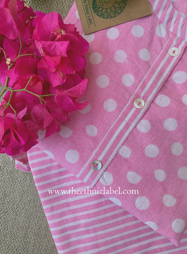 Elara Pink Polka Cotton Co-ord Set(2pc)