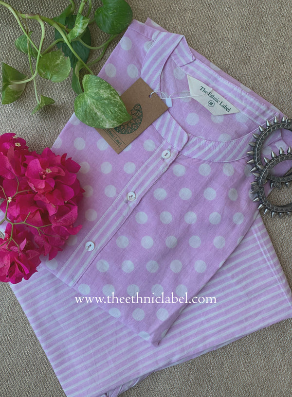 Elara Purple Polka Cotton Co-ord Set(2pc)