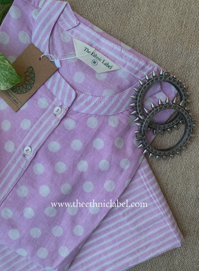Elara Purple Polka Cotton Co-ord Set(2pc)