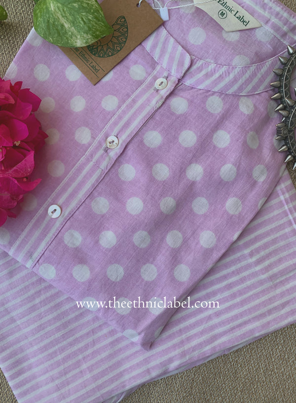 Elara Purple Polka Cotton Co-ord Set(2pc)
