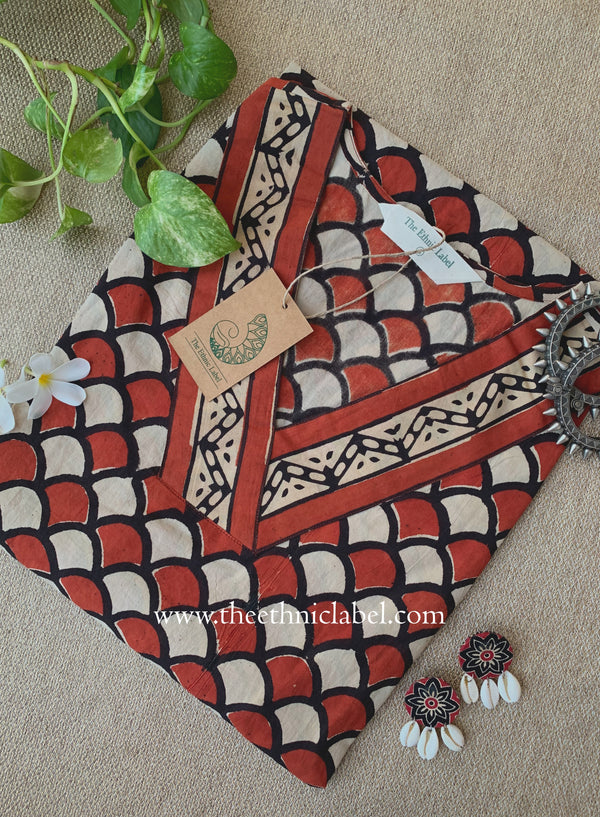 "Aabha" Hand Block Printed Bagru Maroon Cotton kurta