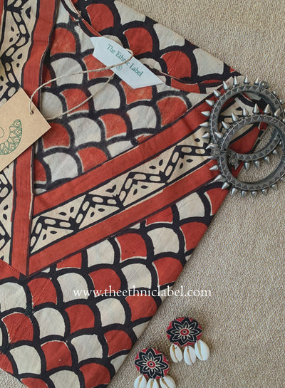 "Aabha" Hand Block Printed Bagru Maroon Cotton kurta
