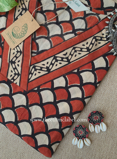 "Aabha" Hand Block Printed Bagru Maroon Cotton kurta