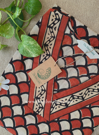 "Aabha" Hand Block Printed Bagru Maroon Cotton kurta