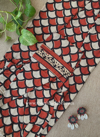 "Aabha" Hand Block Printed Bagru Maroon Cotton kurta