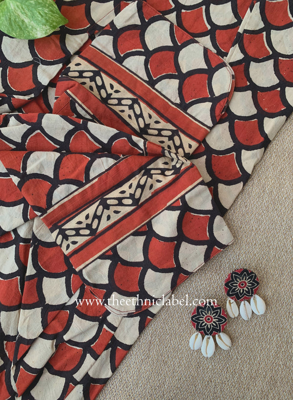 "Aabha" Hand Block Printed Bagru Maroon Cotton kurta
