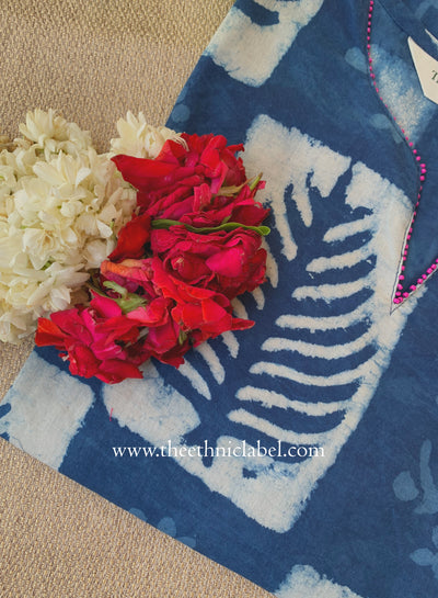 "Aarna" Hand Block Printed Bagru Indigo Cotton kurta