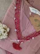 "Nazaara" Brown Embroidered Cotton Kurta Set (2pc)