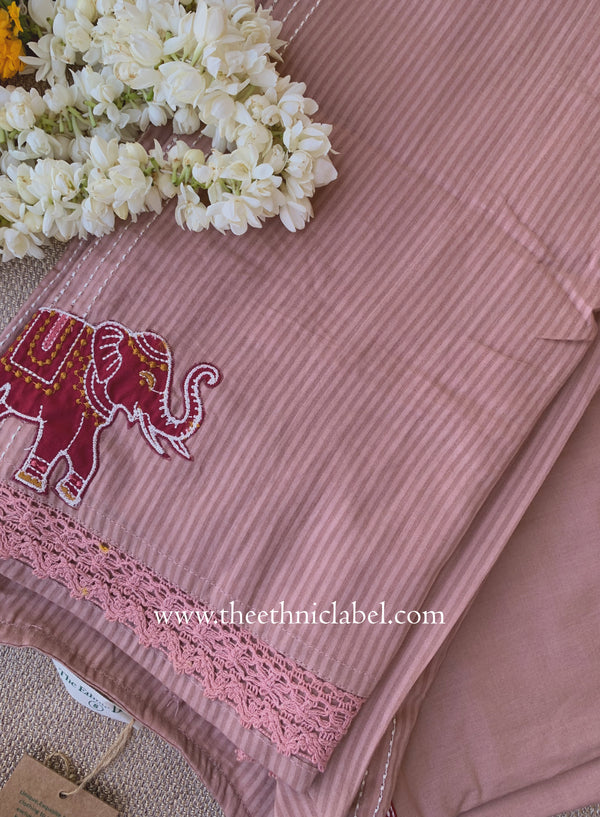 "Nazaara" Brown Embroidered Cotton Kurta Set (2pc)