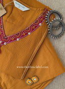 "Nazaara" Mustard Embroidered Cotton Kurta Set (2pc)
