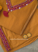 "Nazaara" Mustard Embroidered Cotton Kurta Set (2pc)