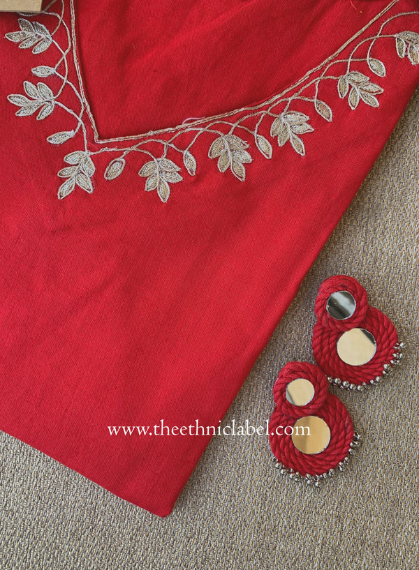 "Sufi" Embroidered Red Cotton kurta
