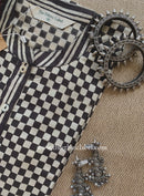 "Noir" Hand Block Printed Bagru Black Cotton kurta