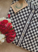 "Noir" Hand Block Printed Bagru Black Cotton kurta