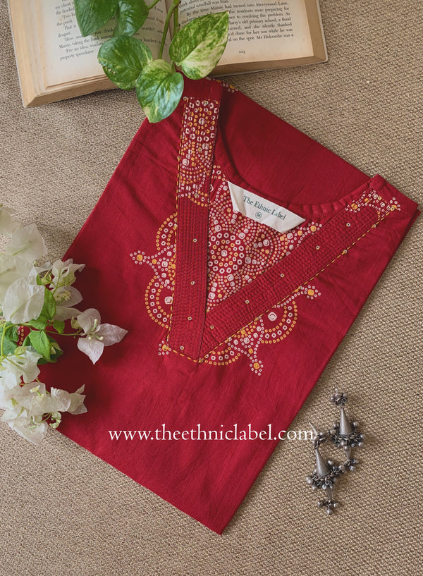 "Sutika" Printed Red Cotton kurta