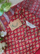 "Nivika" Hand Work Red Cotton Kurta Set with kota doria dupatta (3pc)