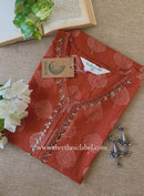 "Sheetal" Embroidered Rust Cotton kurta