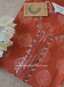 "Sheetal" Embroidered Rust Cotton kurta