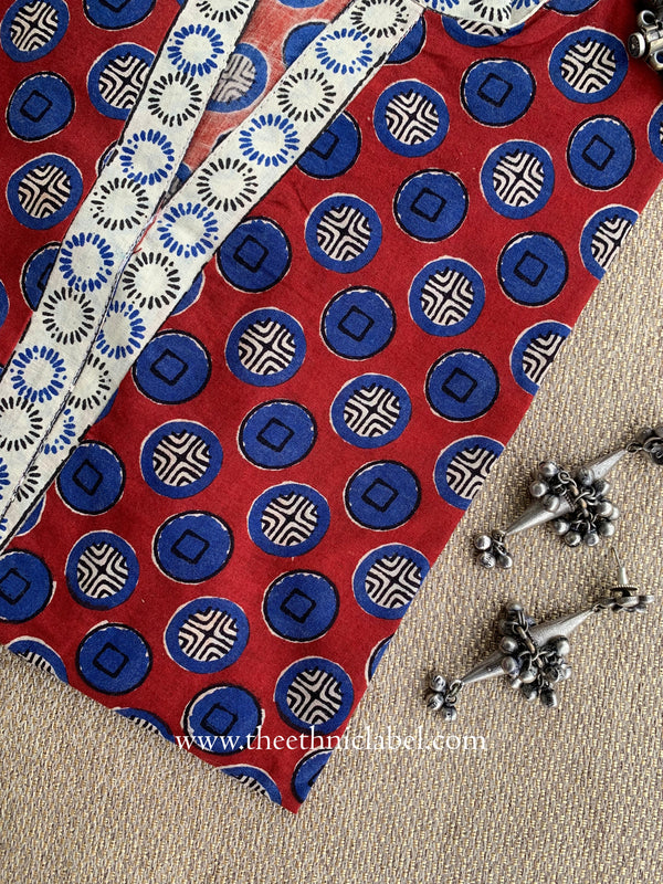 "Neelam" Hand Block Printed Red Cotton kurta