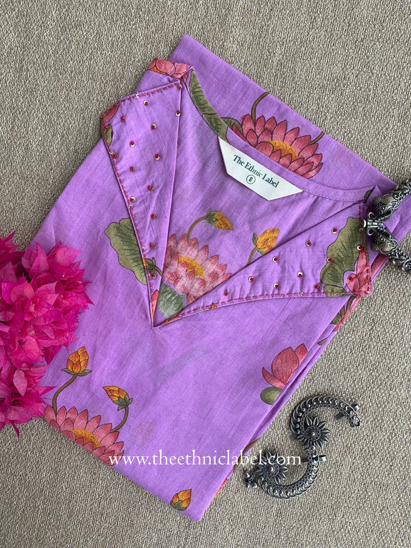 "Sheena" Embroidered Purple Cotton kurta
