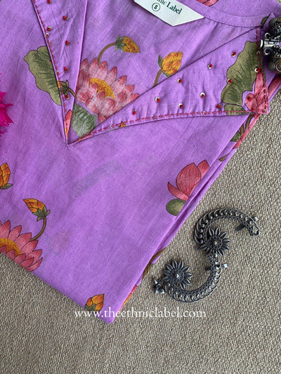 "Sheena" Embroidered Purple Cotton kurta