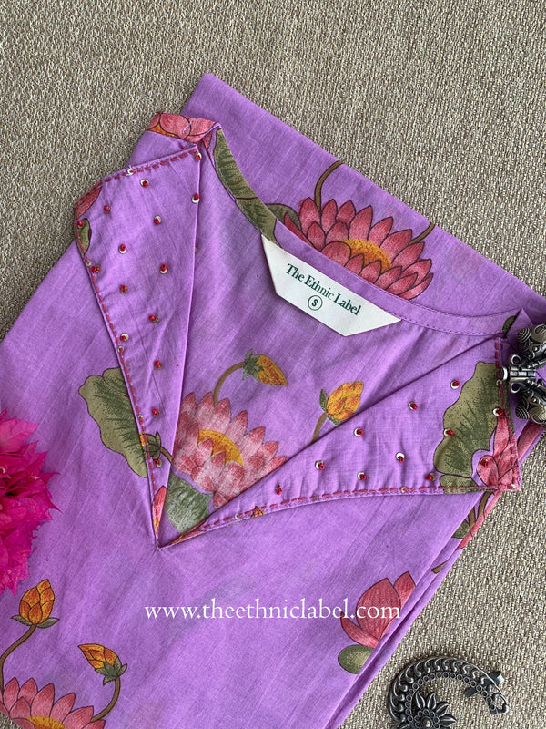 "Sheena" Embroidered Purple Cotton kurta
