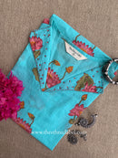 "Sheena" Embroidered Blue Cotton kurta