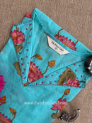 "Sheena" Embroidered Blue Cotton kurta